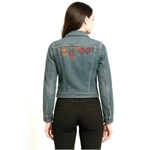 Fiorucci Vintage floral embroidered denim jacket